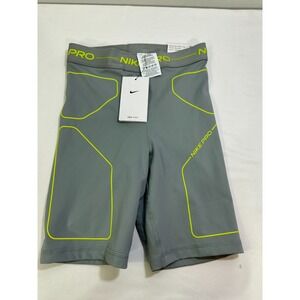 Nike Pro Women's 7" High-Rise Training Shorts Particle Grey/Atomic Green Size XS